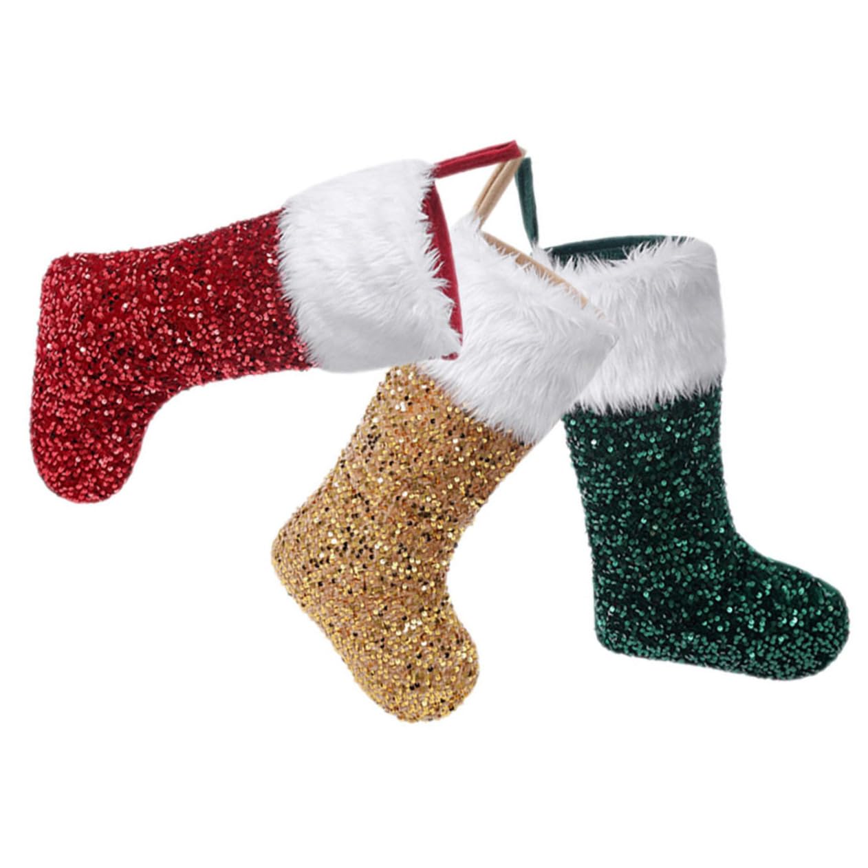 Chaussettes de Noël à suspendre pour décorer la cheminée et le sapin familial