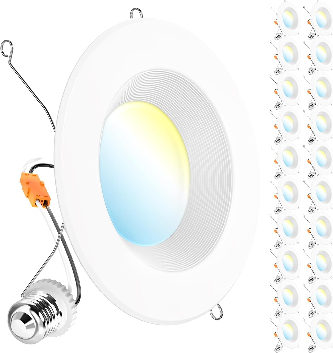 Sunco 20 Pack 6 Inch Retrofit LED Recessed Lights, 5CCT, 13W=100W Dimmable | 965LM, Selectable CCT 2700K/3000K/3500K/4000K/5000K, Baffle Trim, LED Retrofit Downlights for Recessed Cans, Damp Rated Ul