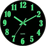 JoFomp Modern Night Light Wall Clock, 12 Inch Silent Non-Ticking Quartz Wall Clocks, Large Luminous Function Numbers and Hands, Battery Operated Decorative Wall Clock for Office, Kitchen, Living Room