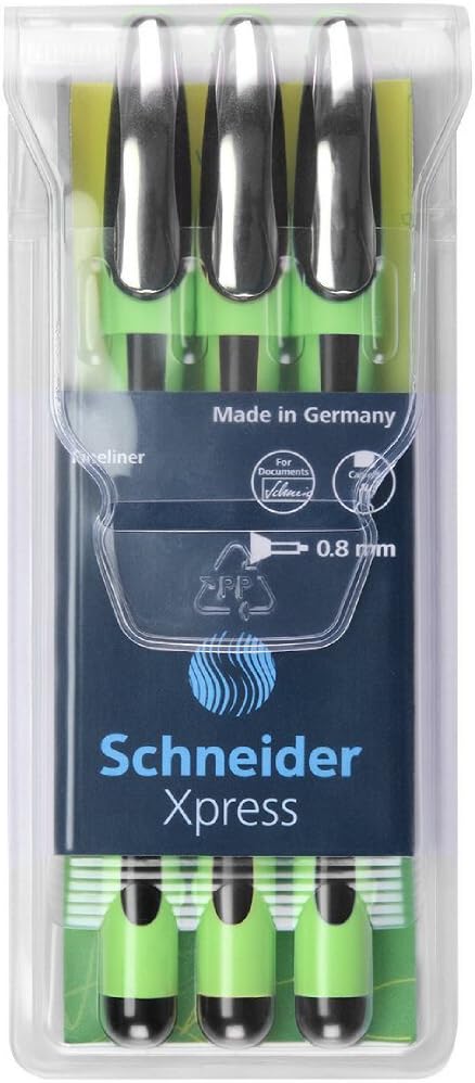 Schneider Xpress Fine Liner 0.8 mm Porous Point Pen 3-Pack, Black (190094) : Office Products
