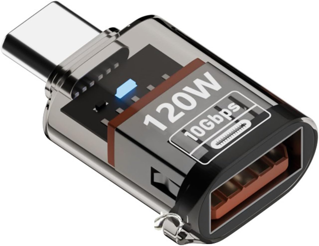 Clear Shell Adapter Type-C Male to USB A Female Converter for Laptop Charging and Data Transfer