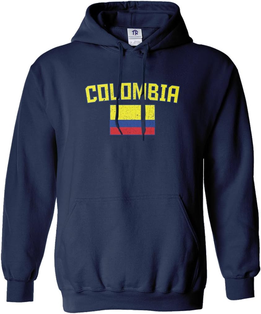 Threadrock Men's Colombia Flag Hoodie Sweatshirt