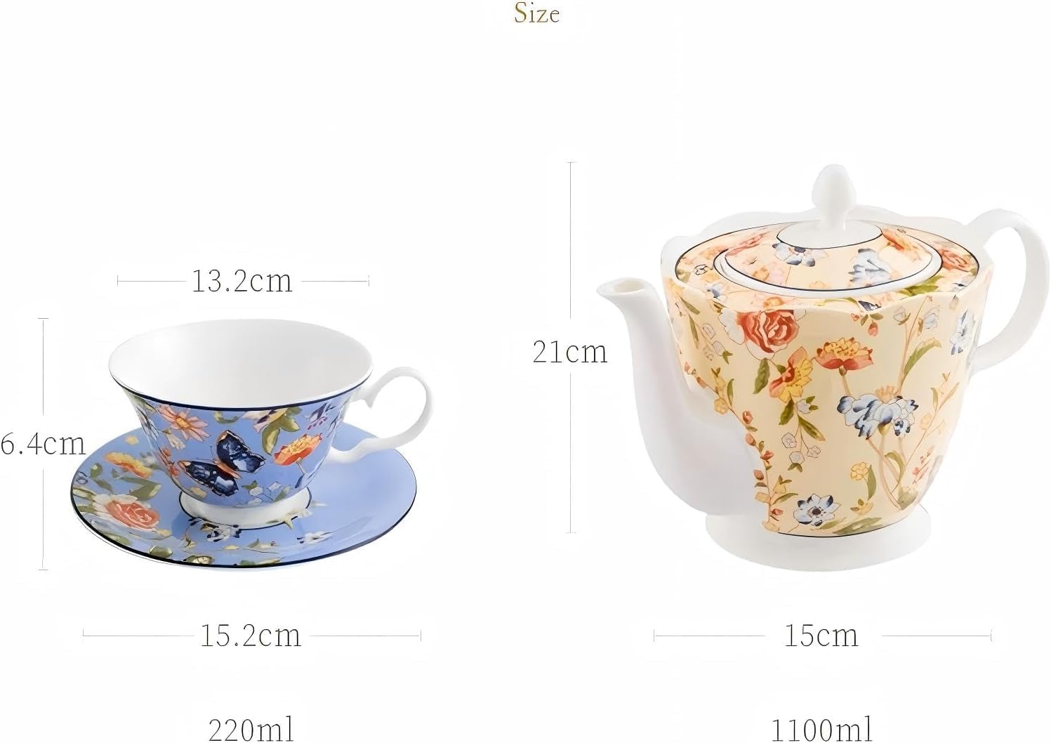 Fine Bone China Tea Sets For Adults Porcelain Tea Set European Wedding Floral Teapot Cup Saucer Spoon for Women Gift