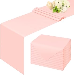 12 Pack Pink Table Runner 12 x 72 Inch Long Rustic Farmhouse Wedding Table Runner,Washable and Reusable 6 FT Polyester Table Runners for Wedding Birthday Party Banquet Table Decorations