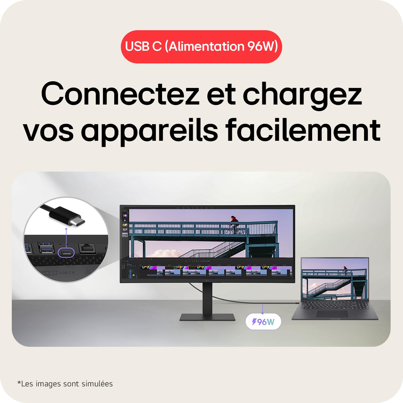 LG UltraWide™ 34U650A-B Ecran PC Ultra Large 34" - Dalle IPS résolution QHD (3440 x 1440), 5ms GtG 100Hz, HDR 10, DCI-P3 99% (CIE1931), PBP, PIP, HDMI, Display Port 1.4