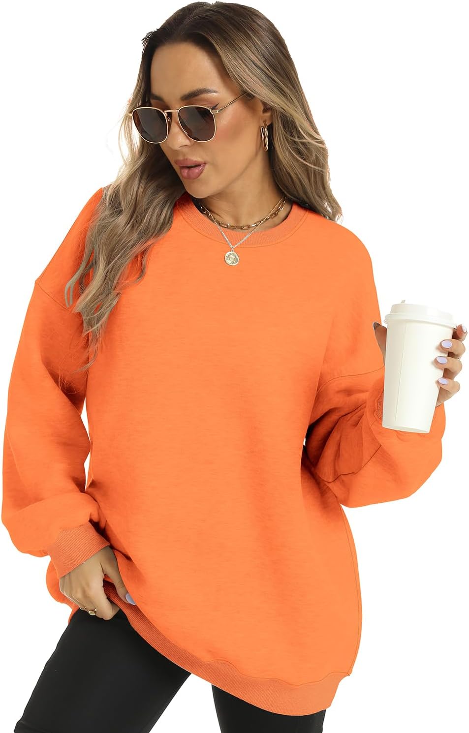 FANCYINN Womens Crewneck Sweatshirts Casual Long Sleeve Loose Pullover Soft Solid Fleece Fall Winter Tops - Image 3