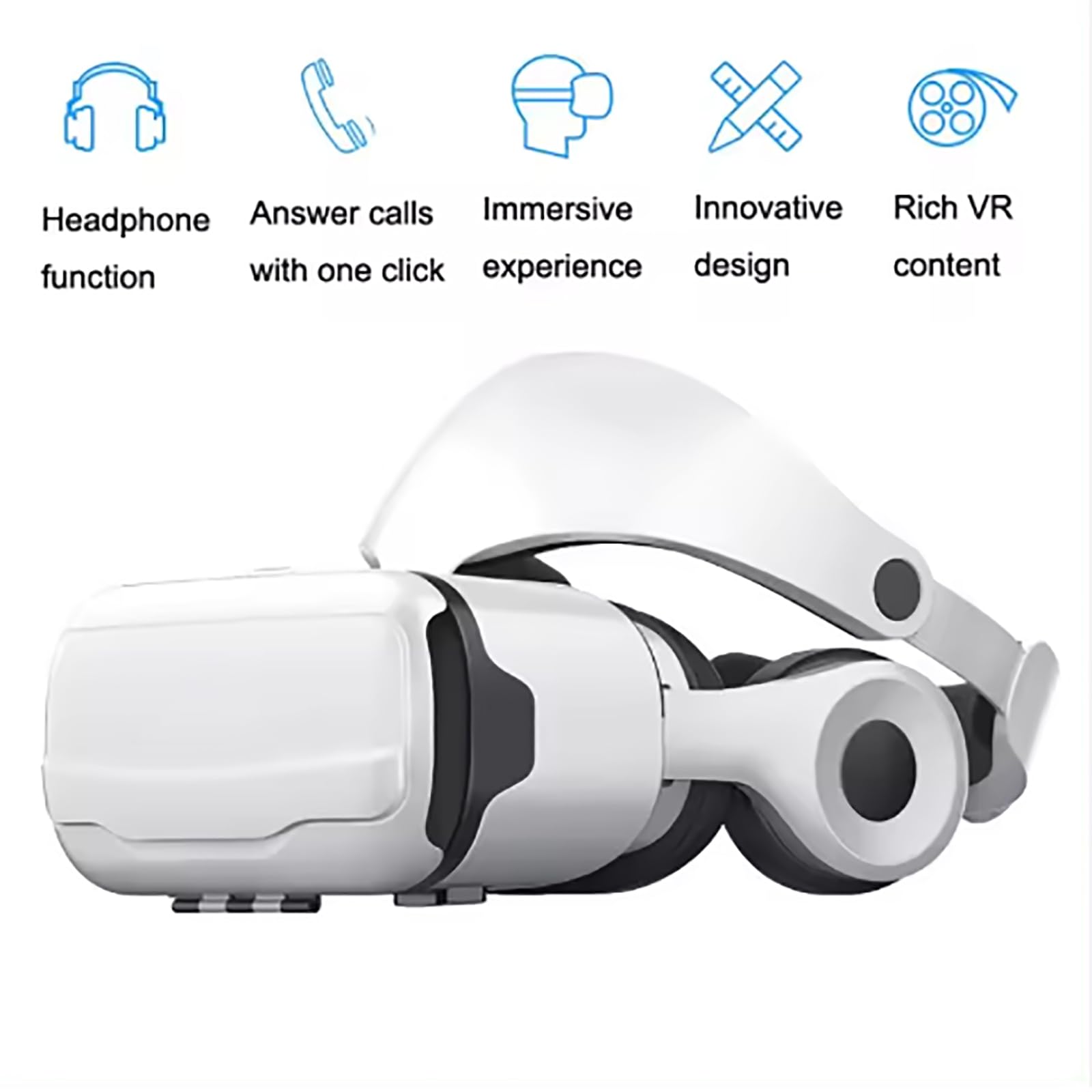 Okulary VR (regulowana Odległość Między Źrenicami) + Nadające Się Do Noszenia Okulary Dla Krótkowzroczności, Kompatybilny Telefon 4,7–6 Cali, Szeroki Kąt Widzenia (FOV110°),White