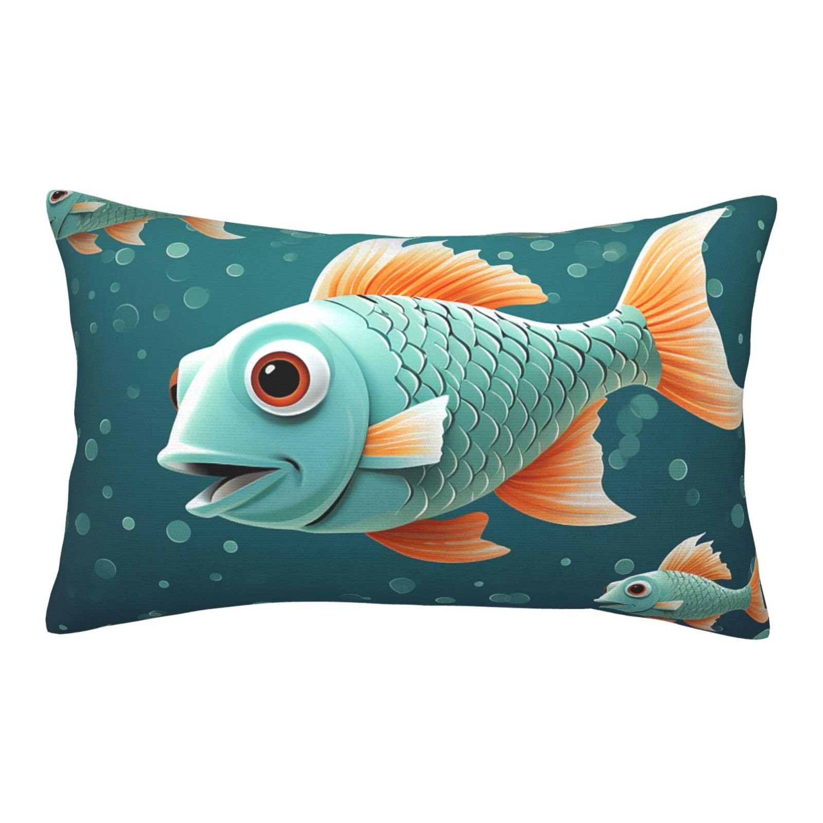 Velvet Pillowcases 20"x30" Ultra Soft Breathable Pillow Cases, Luxury Fuzzy Throw Pillow Covers with Zipper, Fish Catoon Pillow Shams All Seasons Decorative Cushion Cases for Couch