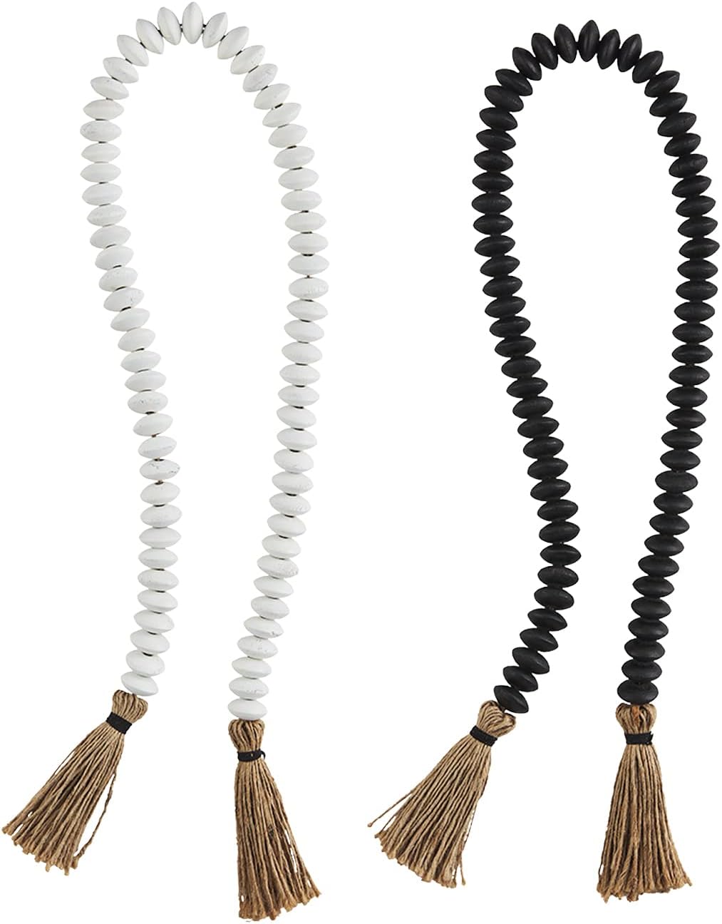 Mud Pie Decor Beads with Tassel, 40" Long, Black
