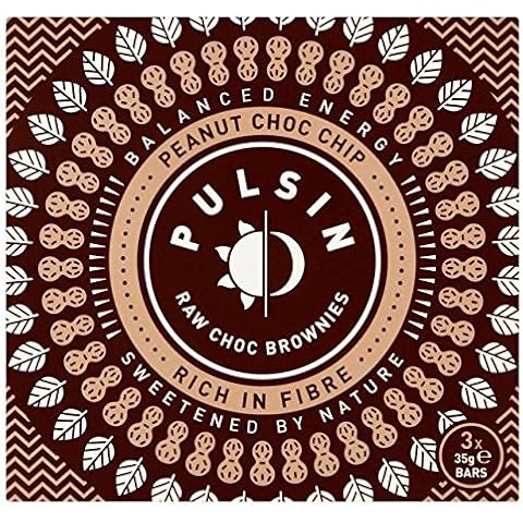 Pulsin' Peanut Choc Chip Raw Choc Brownie Mulitpack - 3 x 35g (0.23lbs) Cover