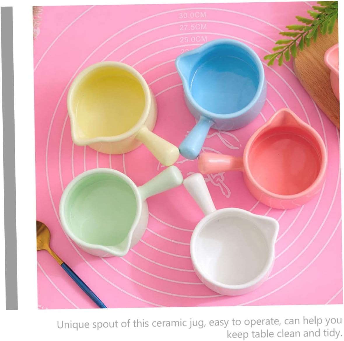 5 Pcs Mini Ceramic Milk Jug with Handle Versatile Sauce Pitcher for Oat Milk Creamer and Syrups for Coffee Tea and Desserts Microwave and Freezer Safe
