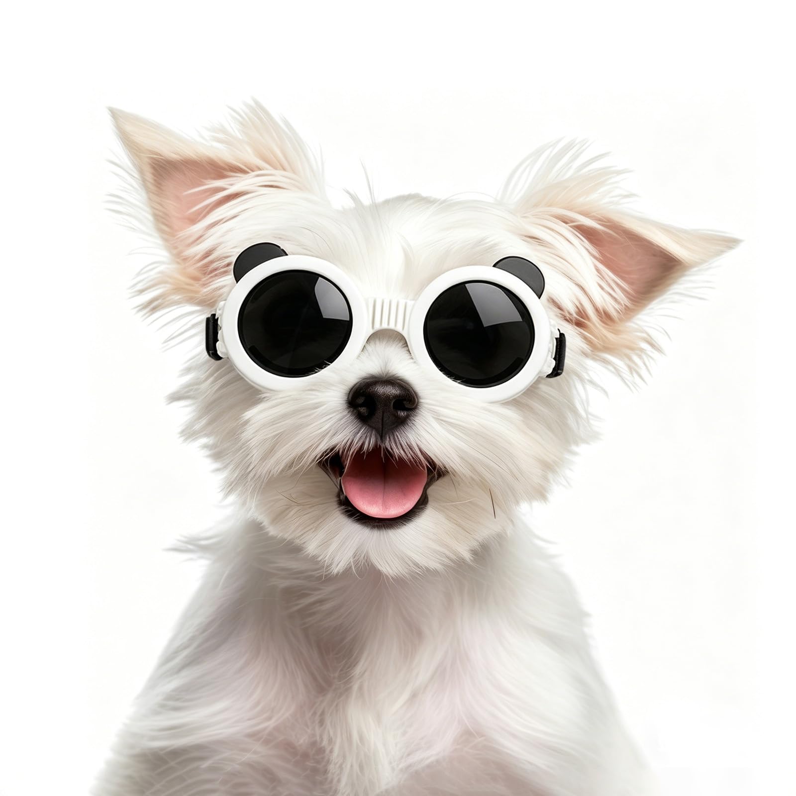 Lunettes de soleil pour chien blanc motif panda idéales pour les balades