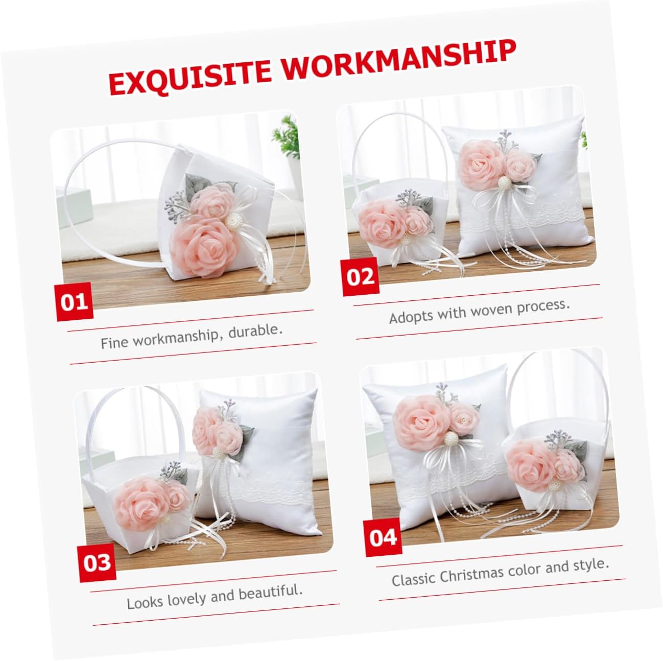 Healifty Wedding Flower Basket Handheld Floral Storage Basket for Flower Girl Wedding Party and Ceremony Supplies