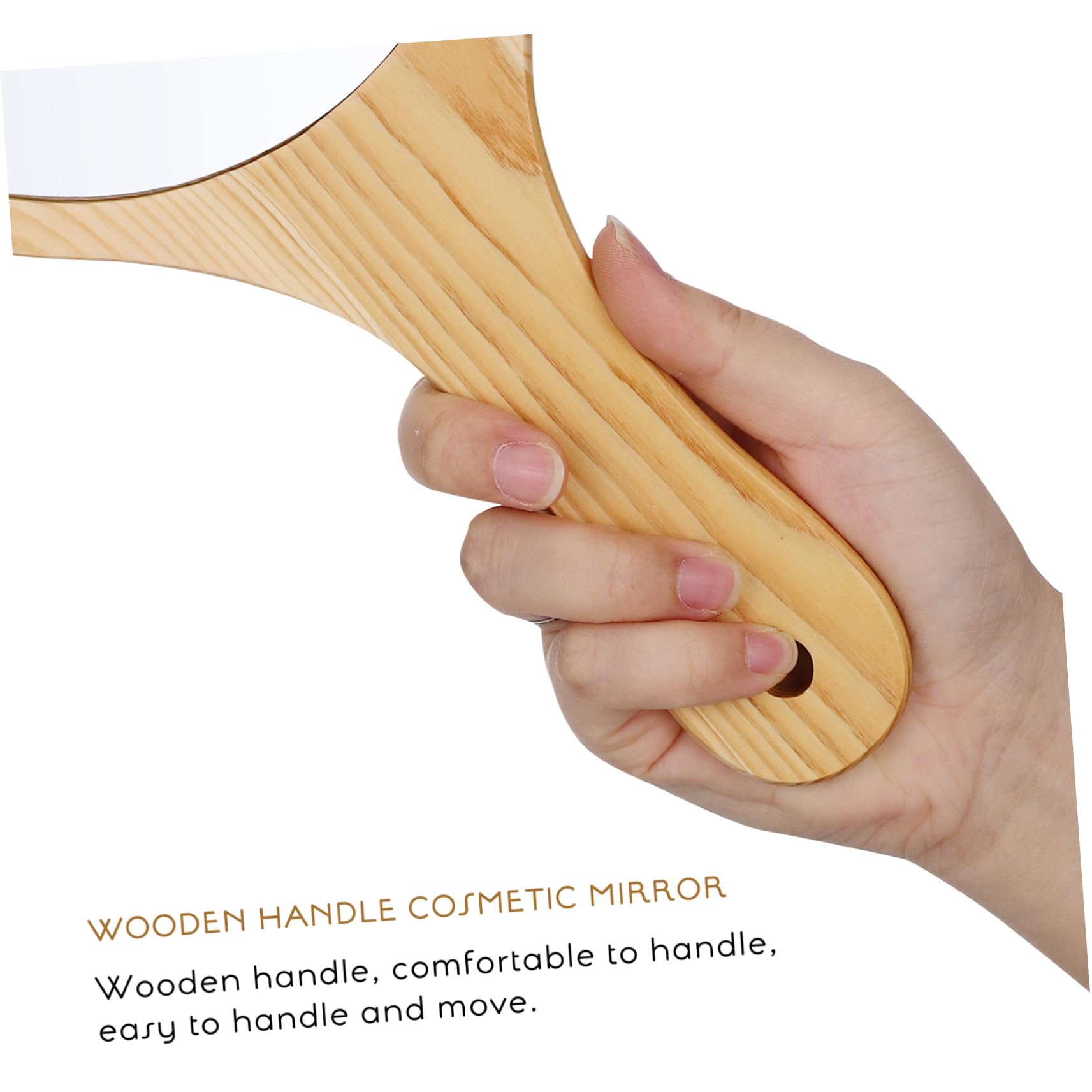 Ipetboom Portable Small Round Mirrors 2pcs Vintage Hand Mirrors Wooden Handle Large Viewing Area for Travel