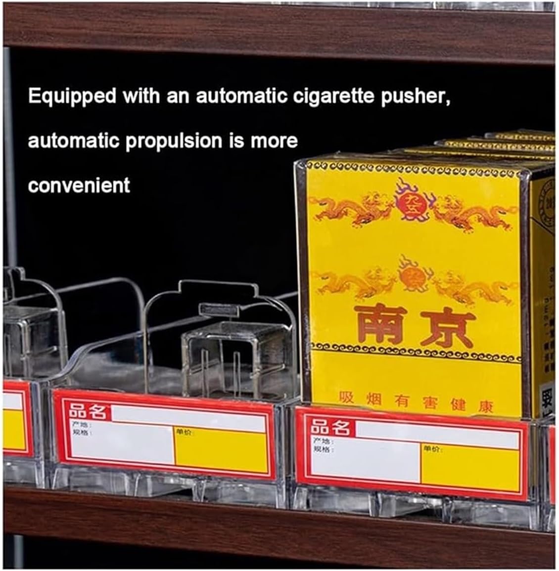 Acrylic Cigarette Organizer Holder - Wall Mounted Rectangular Display Case with Auto Cigarette Pusher, 32.5x29x18.85cm - Perfect for Home or Office Use