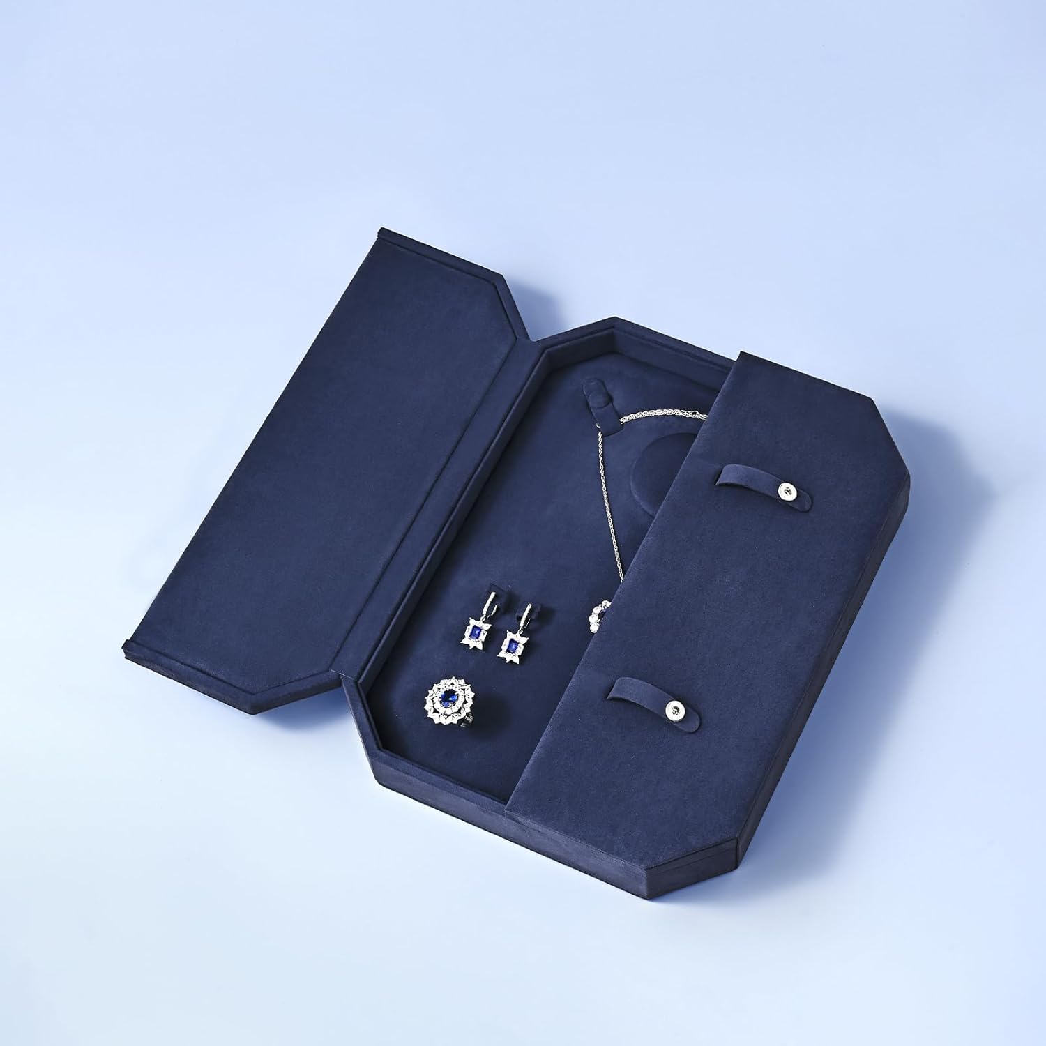 Oirlv Black Velvet Jewelry Set Storage Box, Luxury Organizer for Necklaces, Bracelets, Rings & Earrings, Elegant Gift & Display Case