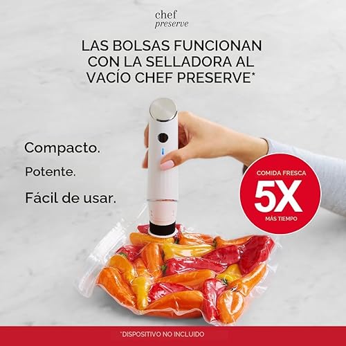Vista 4 de Chef Preserve Bolsas reutilizables selladoras al vacío para alimentos – 30 bolsas grandes sin BPA (12 x 13 pulgadas) para almacenamiento