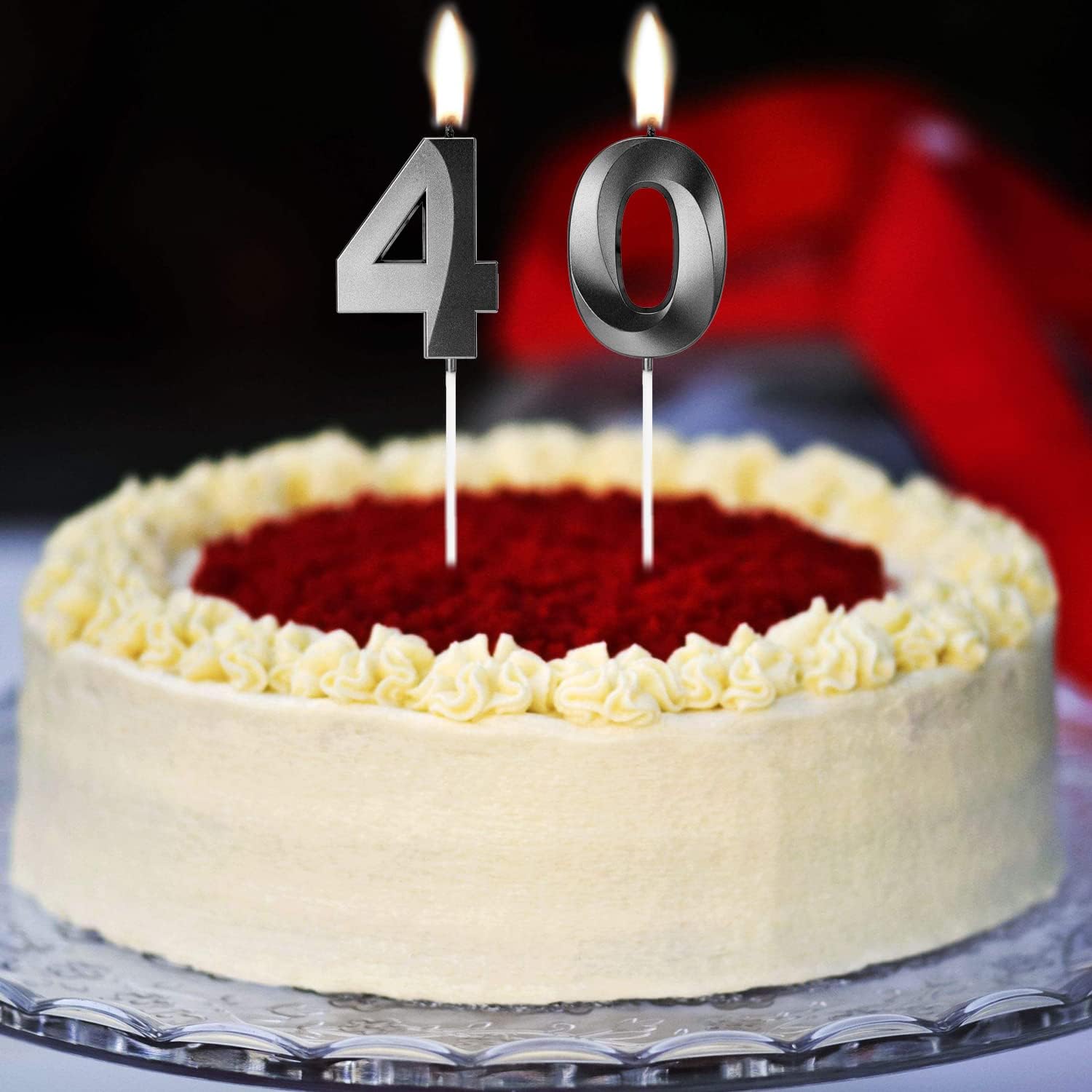 Black 3D Number 40 Candle 40th Birthday Anniversary Cake Topper image 5
