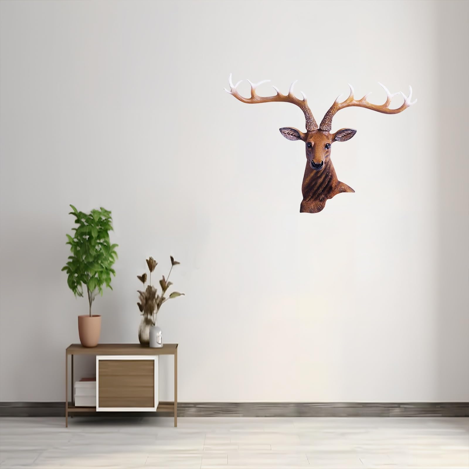 Supporto da parete a forma di testa di cervo, decorazione in resina a forma di animale per la decorazione domestica, design simulato, perfetto per creare un'atmosfera rustica