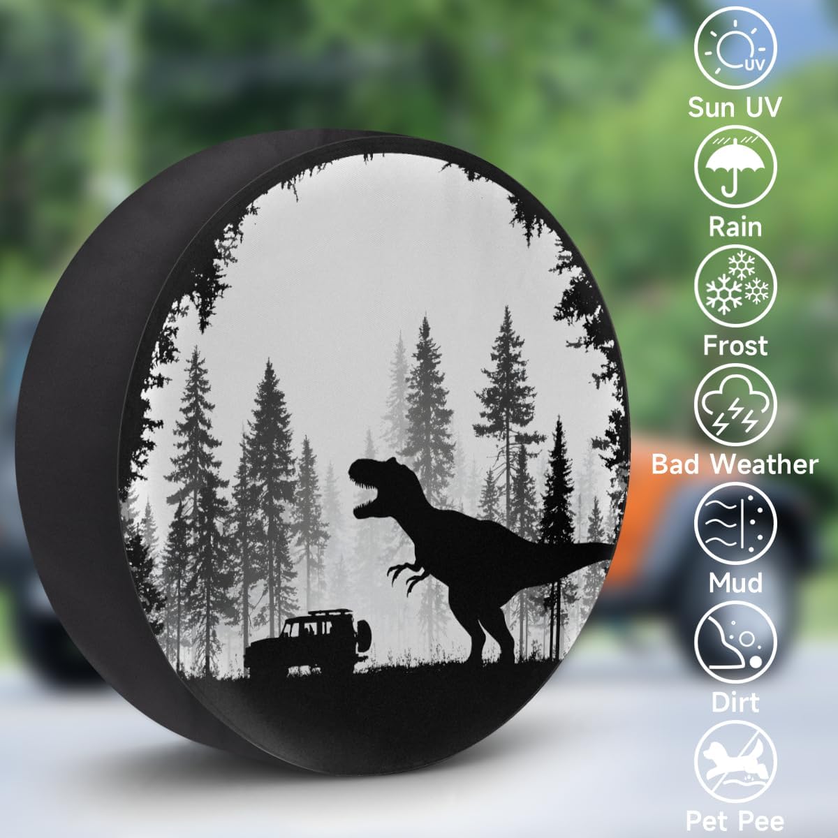 Spare Tire Cover for RV Trailer,Dinosaur Waterproof Sun Leather Wheel Cover,Camper Spare Tire Covers Fit for Jeep Travel Trailer SUV Truck Accessories (17 in for Diameter 31” - 33”),F-5