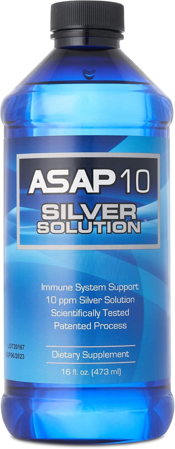 American Biotech Labs - ASAP 10 Silver Solution - Immune System Support, 10 ppm Silver Solution Dietary Supplement - 16 fl. oz. Unflavored 16 Fl Oz (Pack of 1)