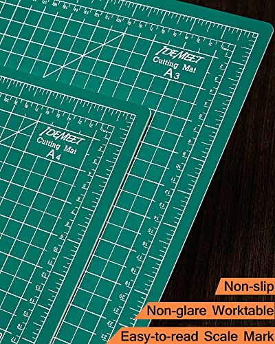 18" X 12" Self Healing Sewing Mat, Idemeet Rotary Cutting Mat For Craft, 5-Ply Blade Table Protecter Cut Board For Handcraft Project, A3, Green #TOP3