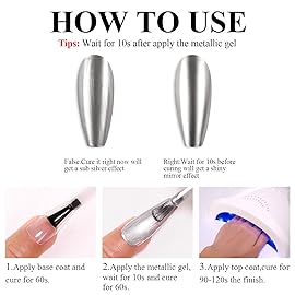 Imtiti Chrome Gel Nail Polish, 15ML Silver Metallic Gel Nail Polish with Metal Mirror Effect - Soak Off UV LED DIY Nail Art Salon Manicure