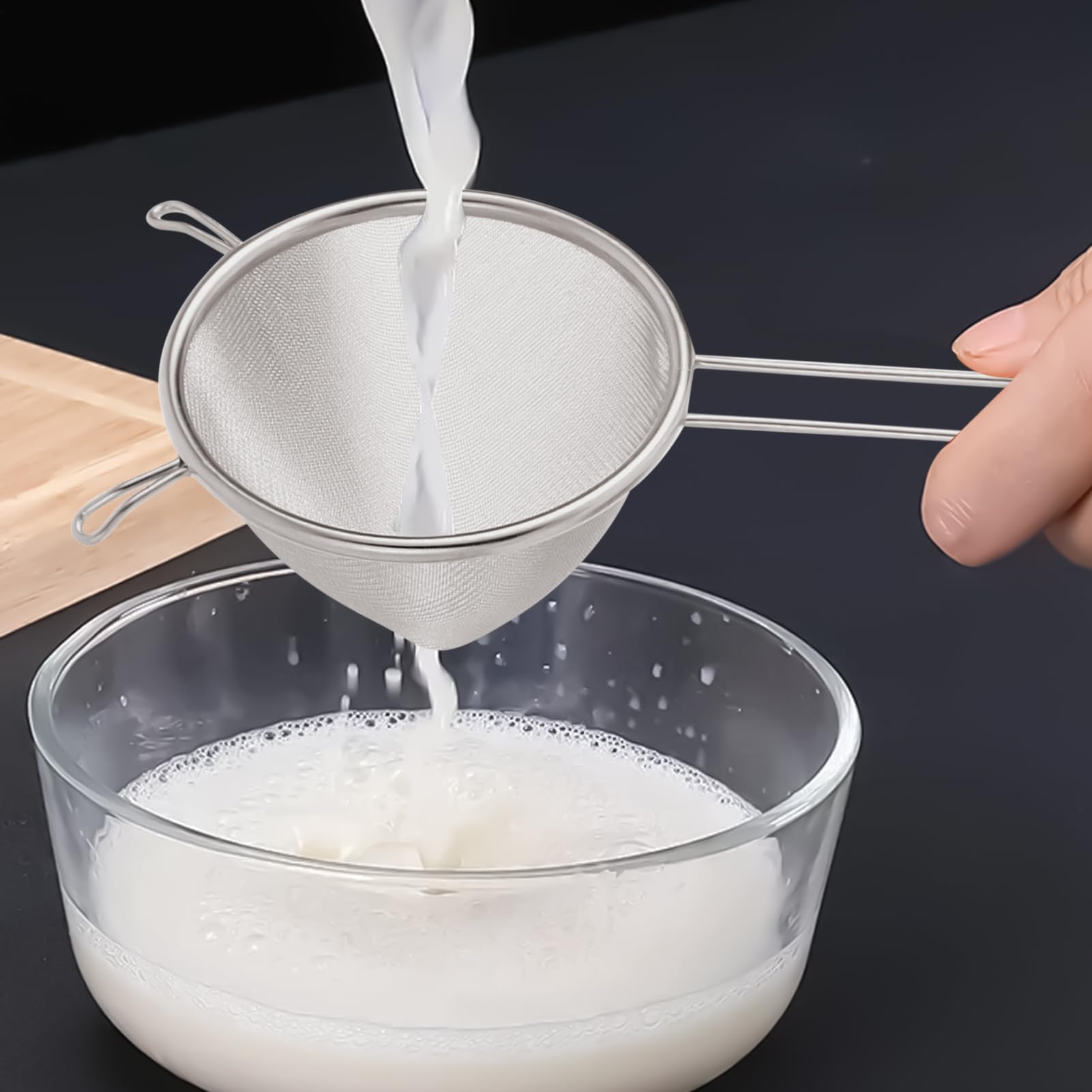 Passoire à mailles fines, tamis de cuisine en acier inoxydable pour la cuisine et la pâtisserie, idéal pour le thé, le café, parfait pour le riz, les nouilles, les fruits et les légumes, outil