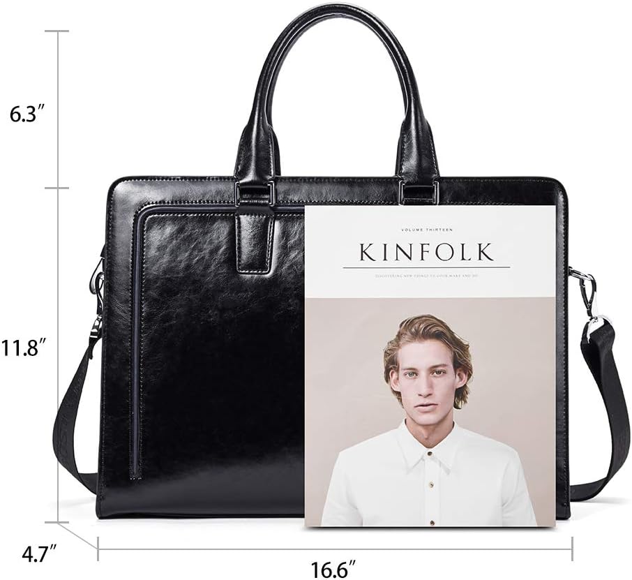 BOSTANTEN Women Genuine Leather Briefcase Tote Business Vintage Handbag 15.6" Laptop Shoulder Bag Brown - Image 6