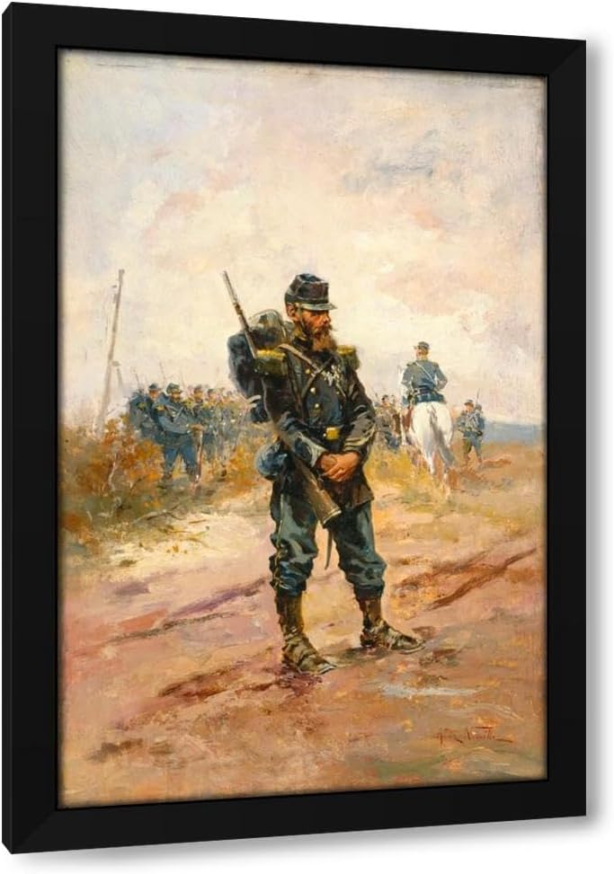 Alphonse Marie De Neuville 17x24 Black Modern Framed Art Print Titled: A Soldier (19th Century)