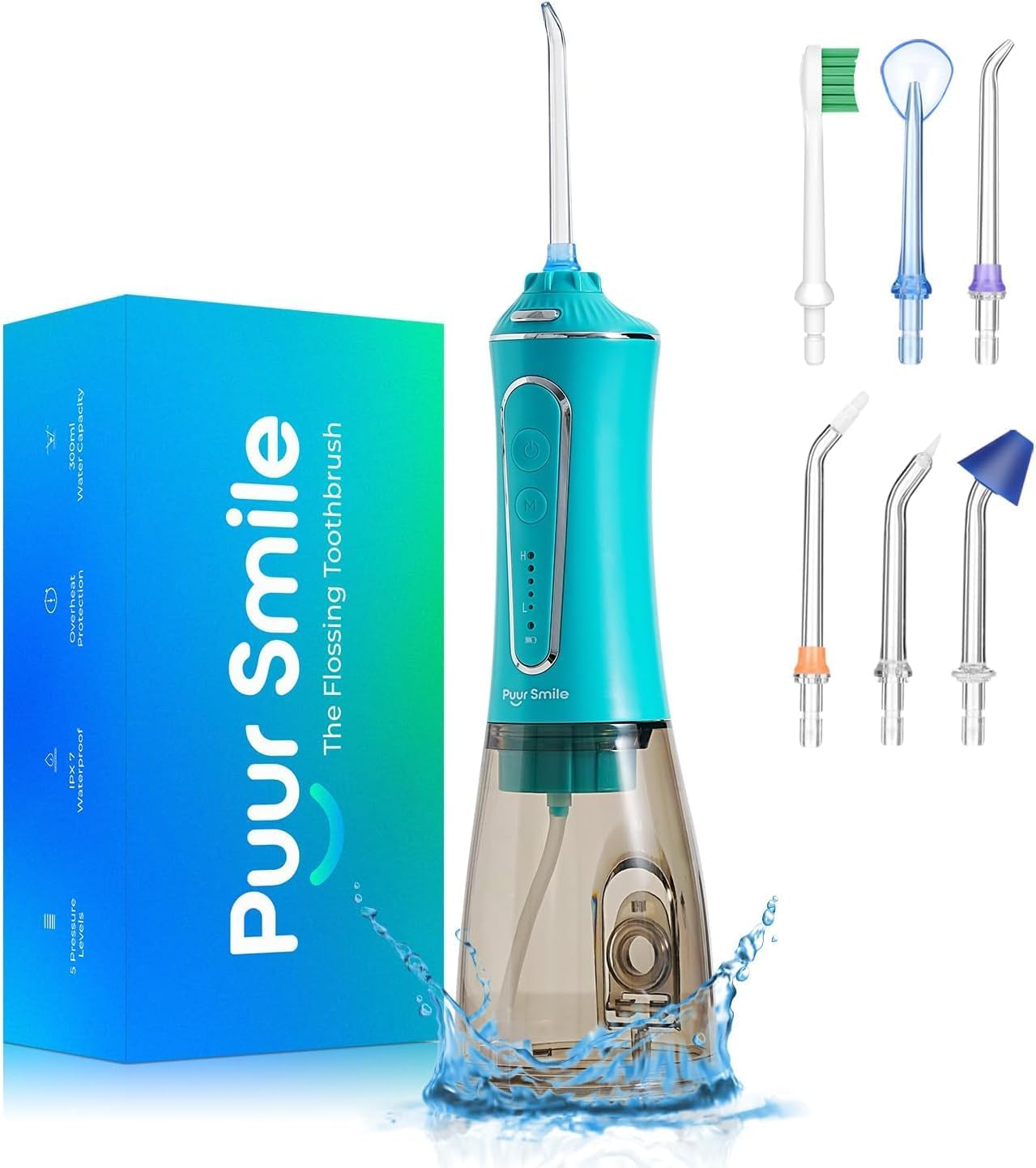 Professional Water Flosser - Advanced Dental Care for a Healthier Mouth, Gum, and Teeth - IPX7 Waterproof Oral Irrigator | 6 Replacement Tips, Travel-Friendly, Rechargeable - Oral Hygiene