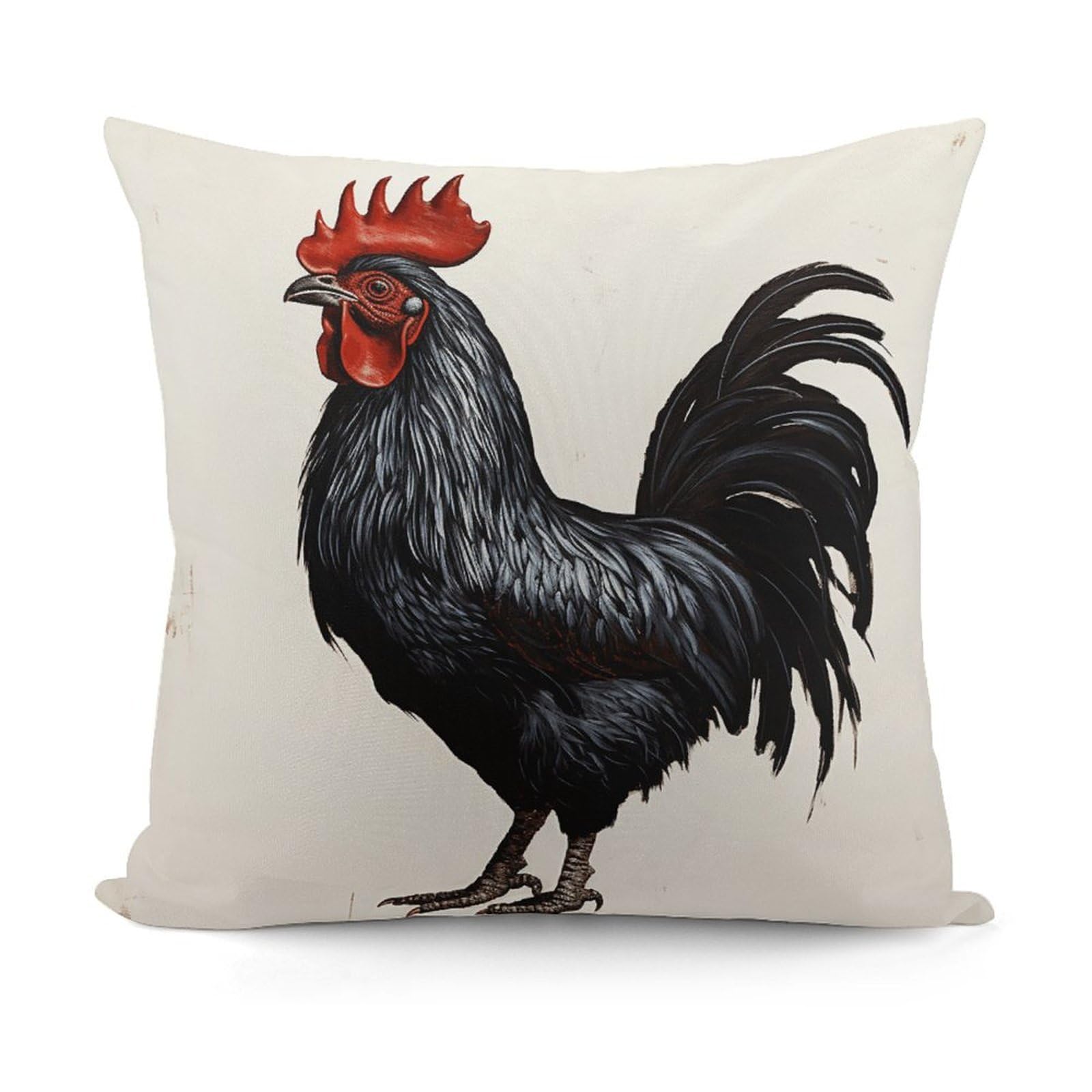 VstaDank Decorative Black Rooster Throw Pillow Covers Luxury Soft Pillowcases Fluffy Plush Accent Pillow Cases Personalized Square Lumbar Pillows Shells for All Seasons 18" X 18"