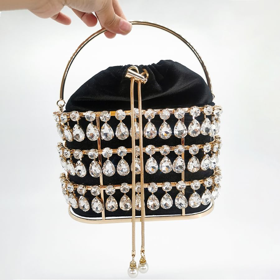 Borsa da Sera con Strass di Cristallo Grande Pochette da Sposa Borsa da Donna Borse da Donna Borsa da Donna in Velluto di Metallo con Diamanti