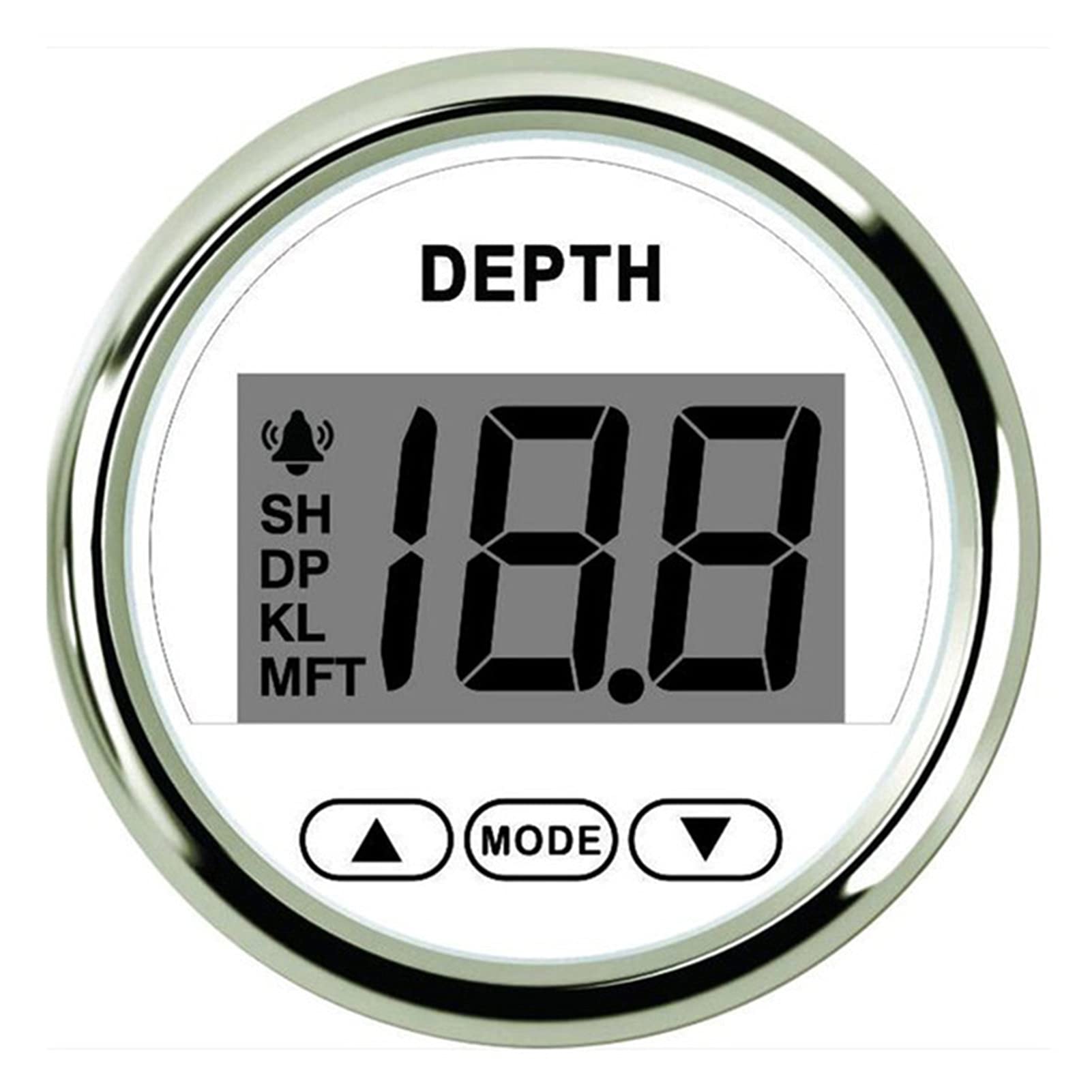 Yachtinstrument Universal- 2‚‘ 52mm Tiefenmesser Pulssignal Digital Boot Wasserdicht IP67. Tiefenmesser für Marine Boat Yacht Red Hintergrundbeleuchtung 9-32V Bootszähler