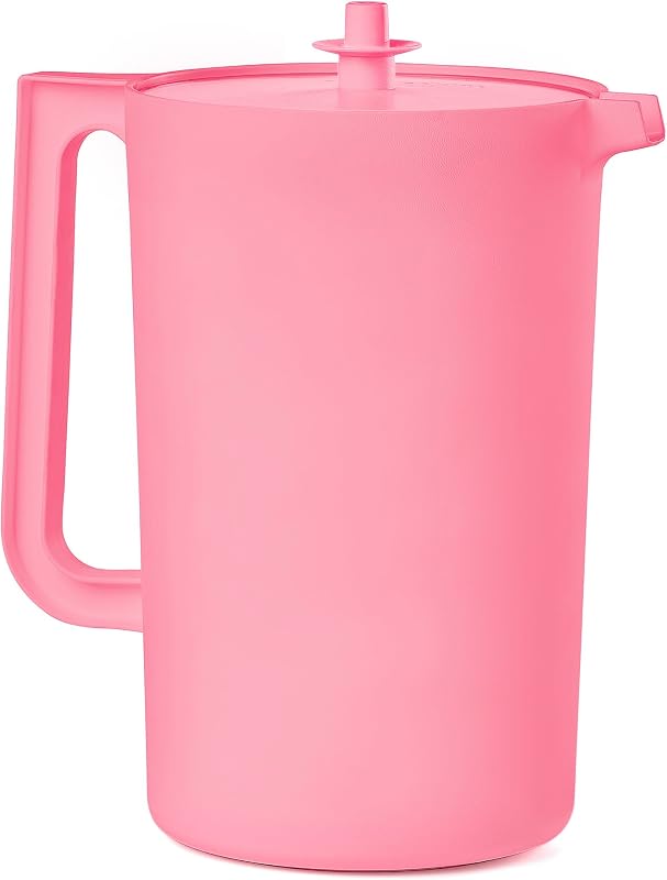 Jarra Tupperware Heritage Pink (1 jarra + 1 tapa) - 1 galón | Jarra de plástico con tapa, materiales libres de BPA, apta para lavavajillas, tapa con botón, mango ergonómico para mayor comodidad