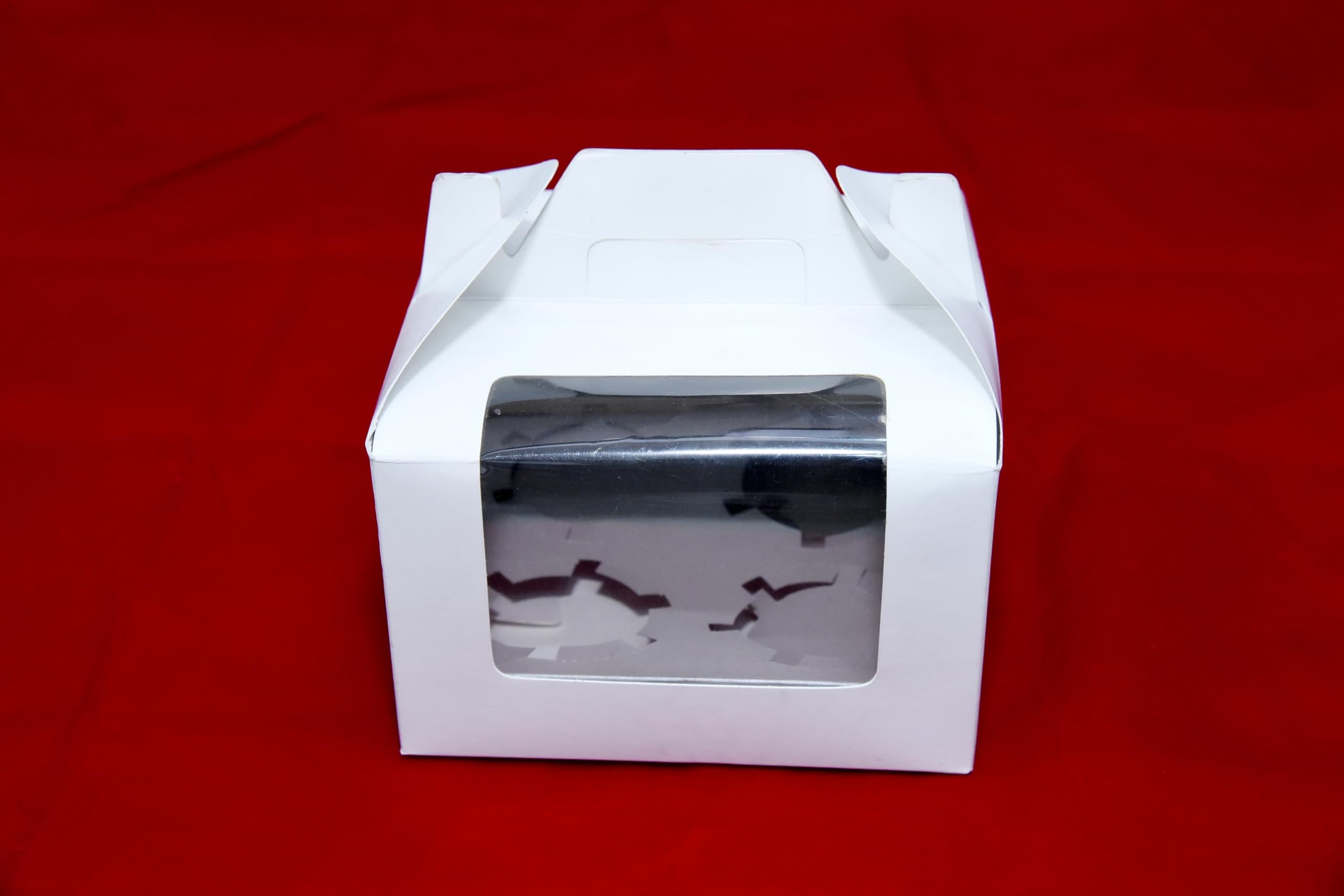 White Cupcake Box | Large Premium Bakery Box (6.5 x 6.5 x 6) Inches for Cupcakes, Pastries & Desserts | Sturdy, Food-Safe & Eco-Friendly Packaging (Pack of 10 Piece)