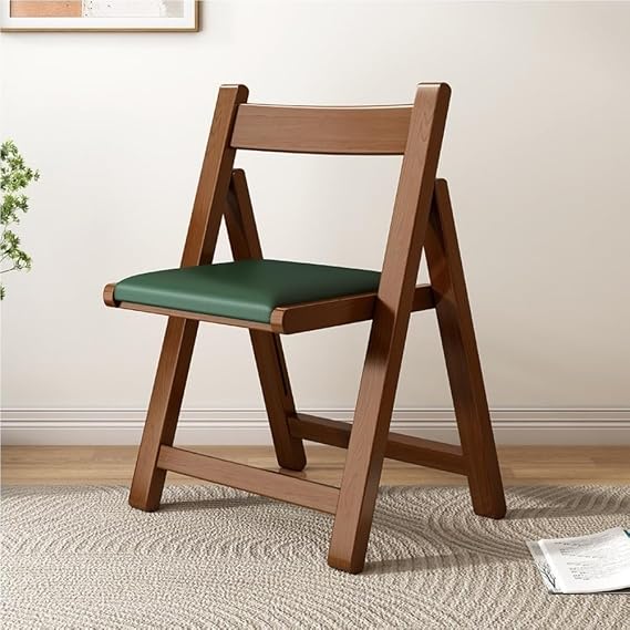 Foldable Chair, Wooden Folding Chair, Upholstered Dining Chair, Portable Chair with Backrest, Modern Lounge Chair for Living Room, Dining Room, Kitchen(Brown)