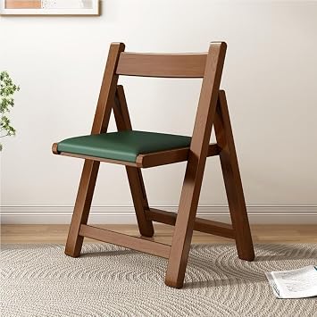 Foldable Chair, Wooden Folding Chair, Upholstered Dining Chair, Portable Chair with Backrest, Modern Lounge Chair for Living Room, Dining Room, Kitchen(Brown)
