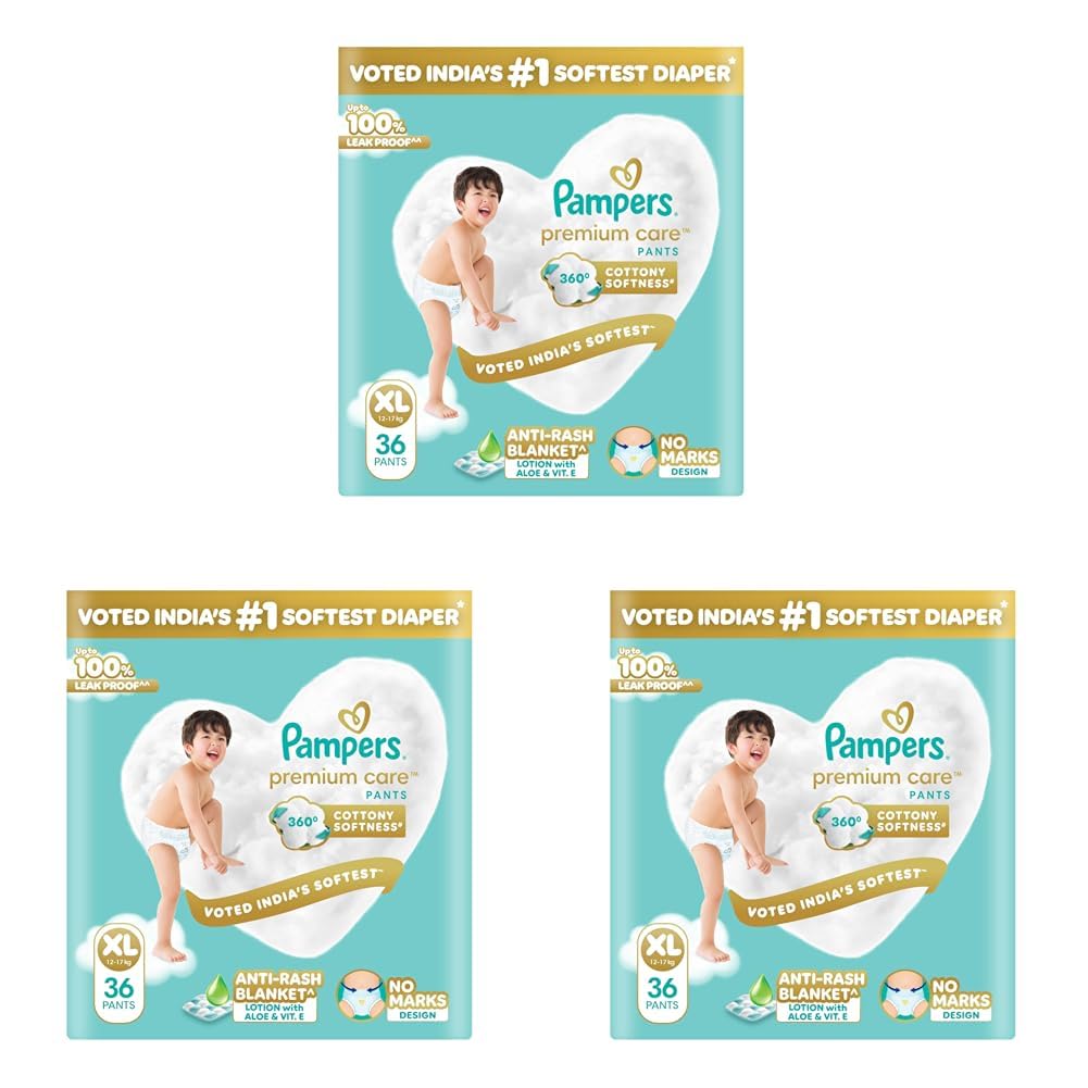 Pampers Premium Care Pant Style Baby Diapers XL 36 Count | No Marks Design | Voted India’s #1 Softest Diaper | All in 1 diaper with 360 Cottony Softness (Pack of 3)-picture-26
