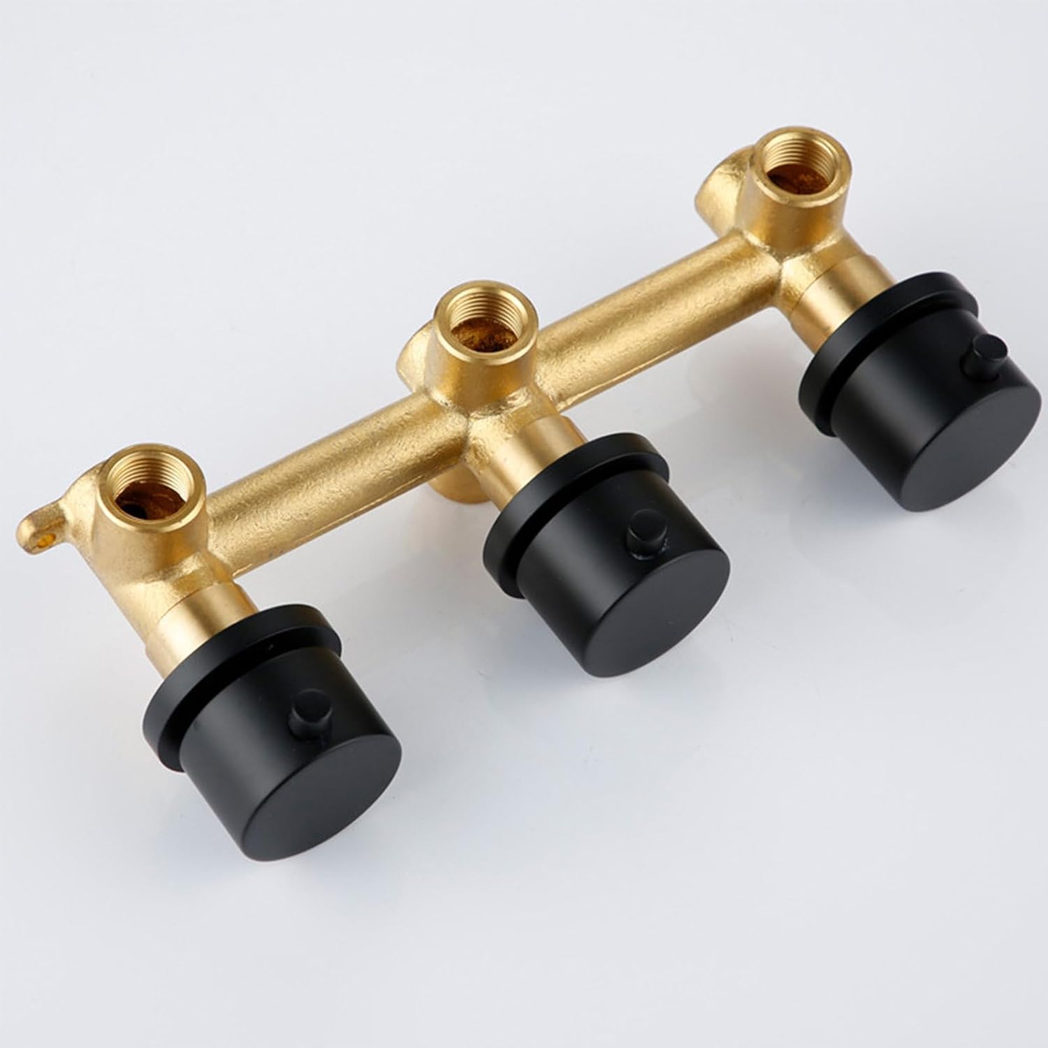 Shower Valve Brass Shower Valves Wall-Mounted Black Shower Control Valve Kit with Round Knob Shower Faucet Valve 2 Way Split