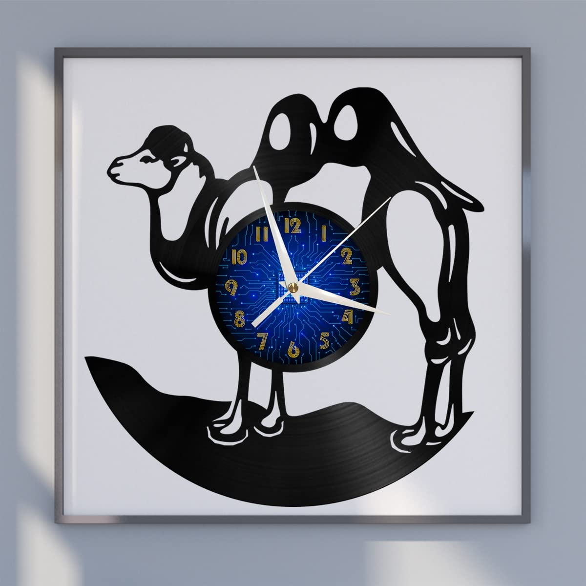 Horloge murale en vinyle Camel horloge silencieuse noire sans tic-tac à pile