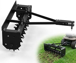 32-inch Tow Behind Spike Aerator, Tow Behind Aerator with Universal Pitch for Lawn and Farm, Black