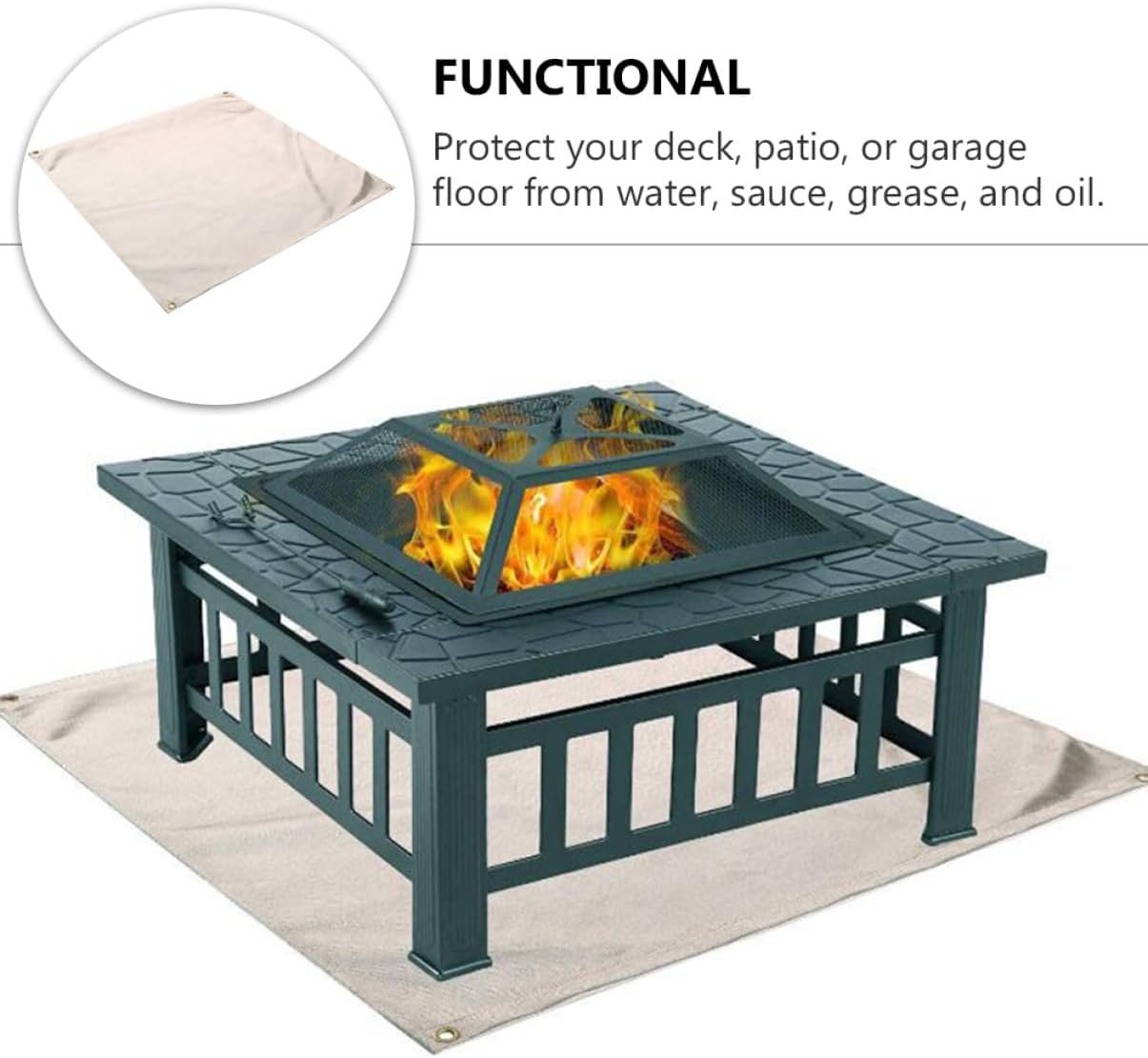 Happyyami 3 Pcs Stove Mat Grilling Mat Roasting Rack Deckle Under Grill Mat Blanket Grillers Absorbent Floor Mat Deck and Patio Grill Mat Fire Pit Mat Gas Glass Fiber White Fireplace