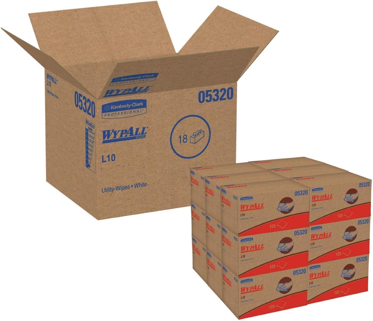 Kimberly Clark-KCC05320-05320 WYPALL L10 Utility Wipes, 125/Box, 18 Boxes/Carton