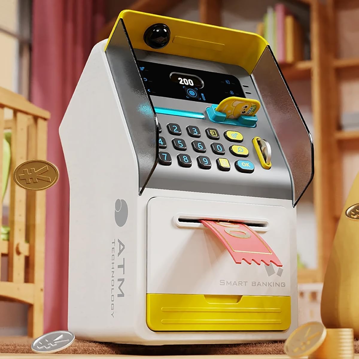 Magicwand FACE Recognition Musical Money Safe Kids Piggy Savings Bank with Personal ATM Card【Yellow】【Pack of 1】 — Amazon image 9