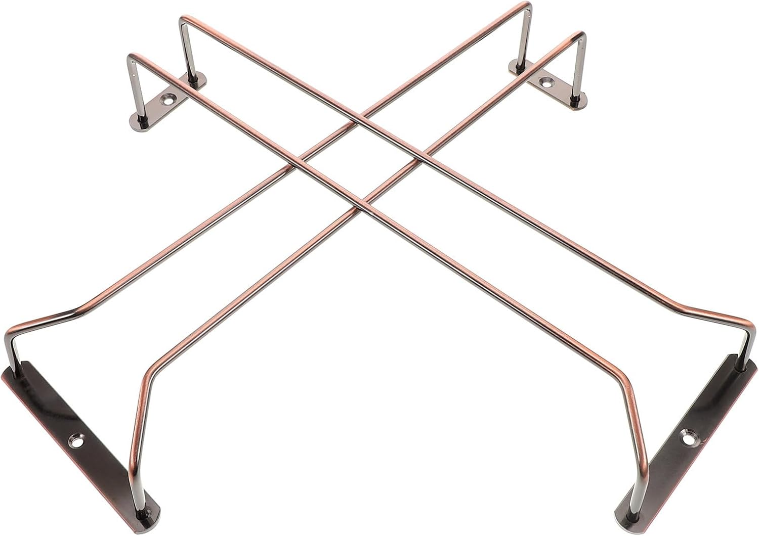 Toyvian 2pcs Bronze Wine Glass Holder Rack Hanging under Shelf Stemware Organizer for Home Bar Cabinet with Screws