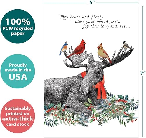 Miniatura 4 de Tree-Free Greetings Paquete de 16 tarjetas navideñas surtidas de 5 x 7 pulgadas con sobres a juego, fabricadas en Estados Unidos, papel 100%