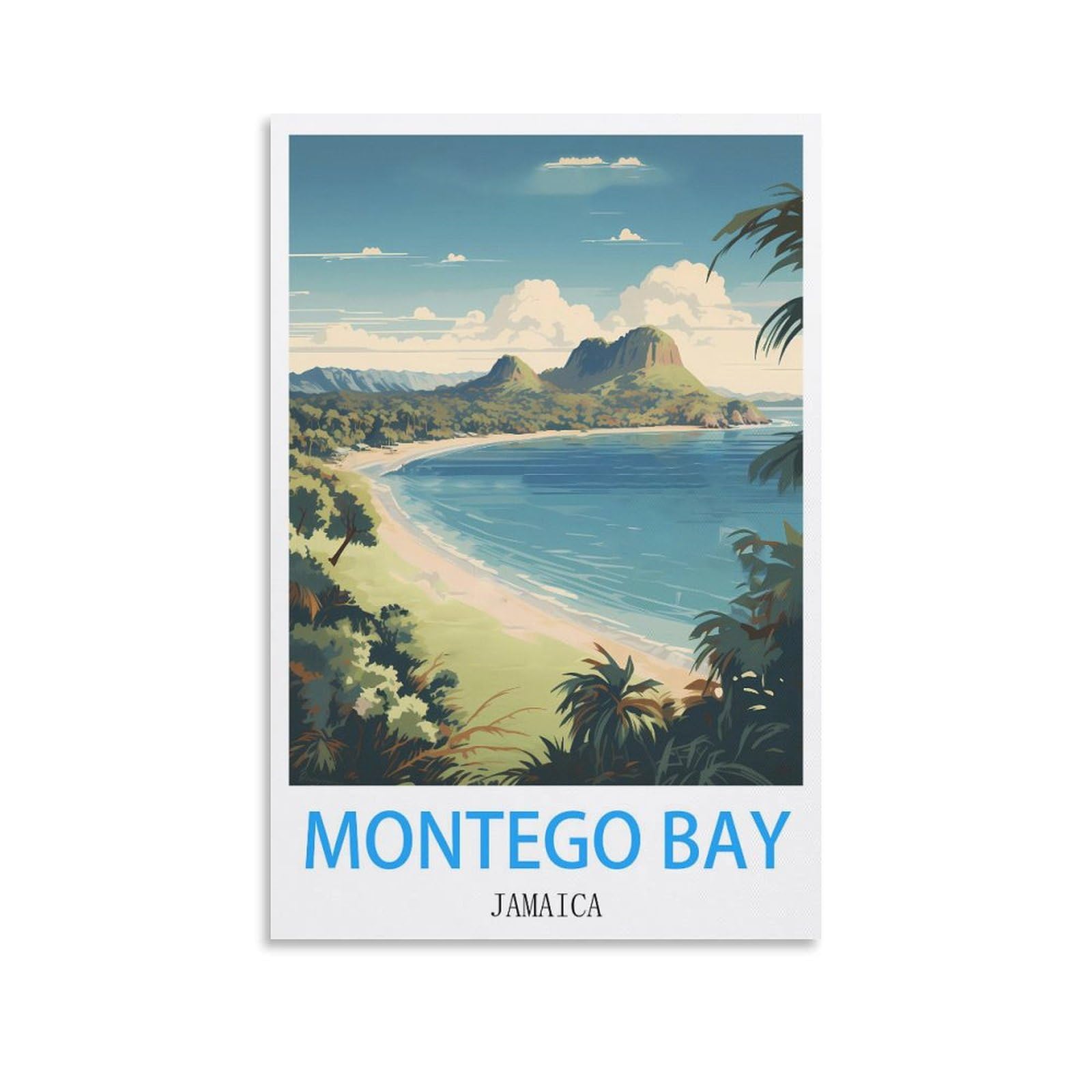 EZMLFA 5D Diamond Art Kits for Beginner,Montego Bay Jamaica,Beginners,DIY Full Round Drill Diamond Dot Gem Art Kits for Adults,Crafts for Decor 40x50cm
