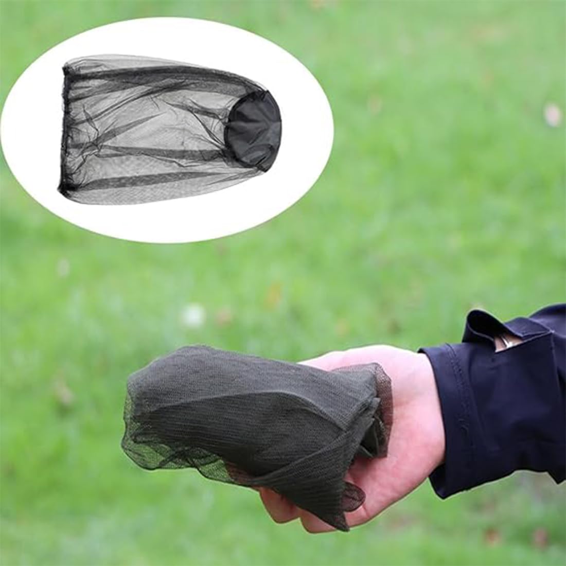2 Pezzi Cappuccio a Prova di Zanzara con 2 Borse Portaoggetti Zanzariera Cappello Testa di Zanzariera Leggeri e Resistenti per Protezione da Insetti e Zanzare cappello zanzariera rete (Nero+Verde)