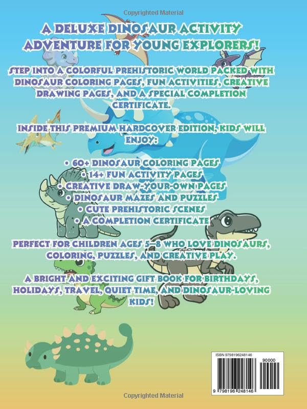 Dinosaur World Deluxe Activity Book for Kids Ages 5–8: Premium Color Edition with 60+ Dinosaur Coloring Pages, 14+ Activities, Drawing Pages & Certificate image 3